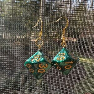 Red & Green Handmade Dice Earrings